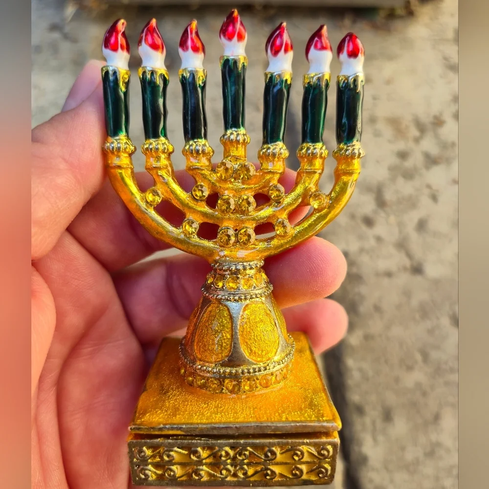 Gold and‎ Red Decorative Menorah Accent